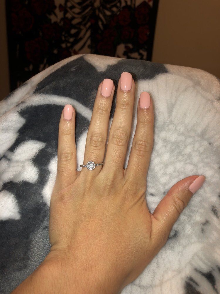 Soft blush pink manicure.
